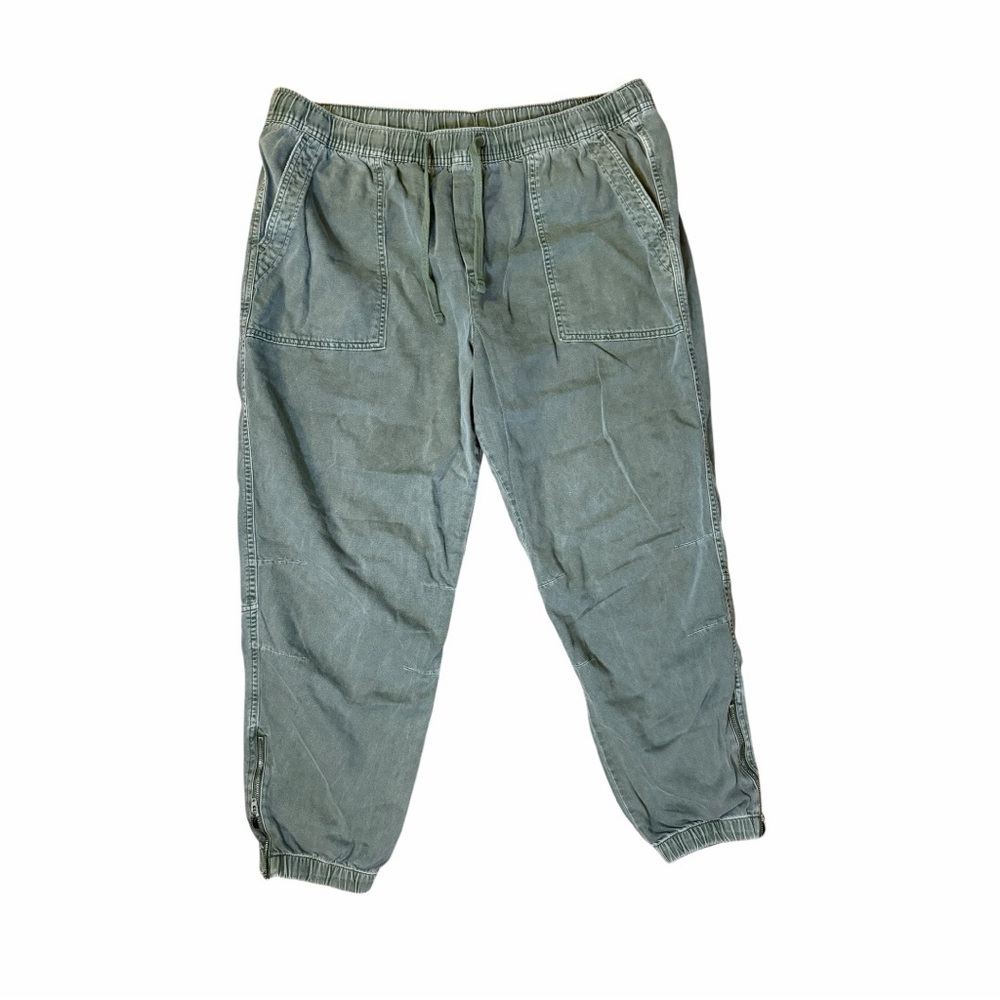 GAP Women's Olive Green Cotton blend Drawstring Cargo Jogger Pants
